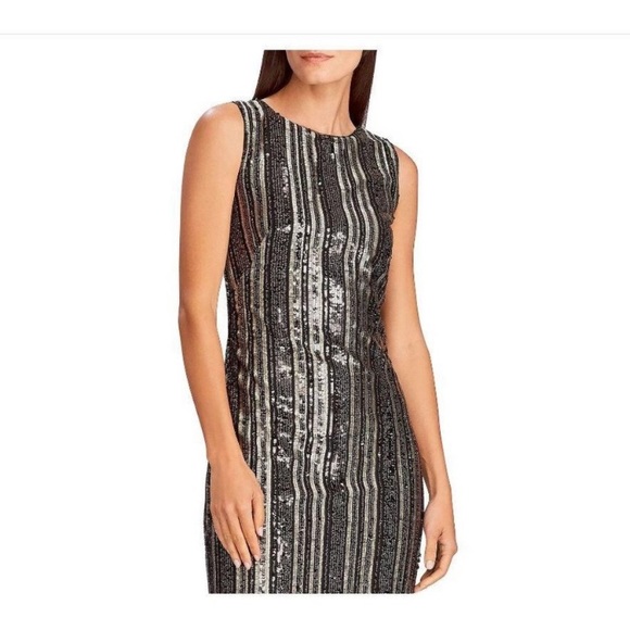 NWT Lauren Ralph Lauren Striped Sequin Dress - Picture 3 of 13